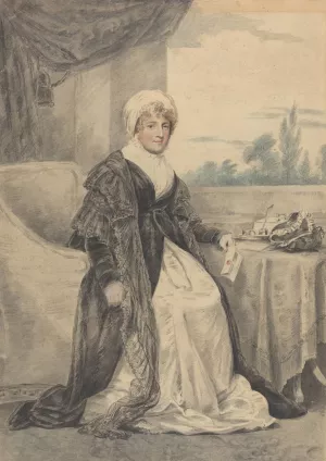 Woman Seated At A Table, Holding A Letter Oil painting by Henry Edridge