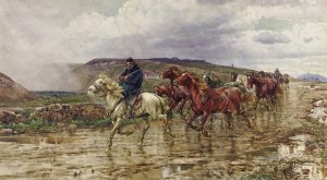 Bringing In The Horses by Henry Enrico Coleman Oil Painting