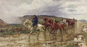 Bringing In The Horses by Henry Enrico Coleman Oil Painting
