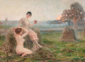 L'heure enchantee - The enchanted hour by Henry-Eugene Delacroix Oil Painting