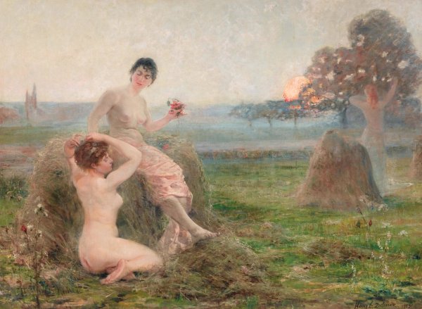 L'heure enchantee - The enchanted hour  by Henry-Eugene Delacroix - Hand-Painted Oil Painting Reproduction