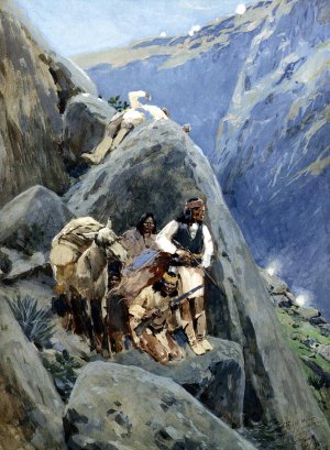 Apache Indians in the Mountains by Henry Farny Oil Painting