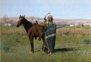 Chief Ogallala Fire by Henry Farny Oil Painting