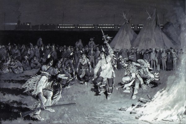 Main Product Photo of Dance of Crow Indians Painting by Henry Farny
