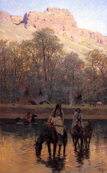 Days of Long Ago by Henry Farny - Hand-Painted Oil Painting Reproduction