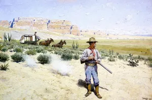 Defending the Stagecoach by Henry Farny Oil Painting