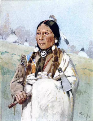 Indian with Tomahawk by Henry Farny - Oil Painting Reproduction