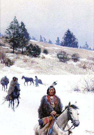 Indians in Winter - Moving Camp by Henry Farny Oil Painting