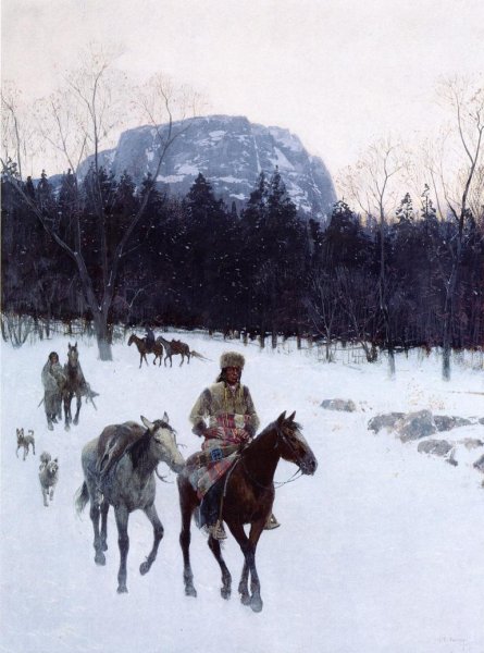 Obsidian Mountain in The Yellowstone by Henry Farny - Hand-Painted Oil Painting Reproduction