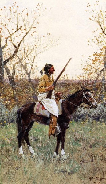 Plains Indian by Henry Farny - Hand-Painted Oil Painting Reproduction