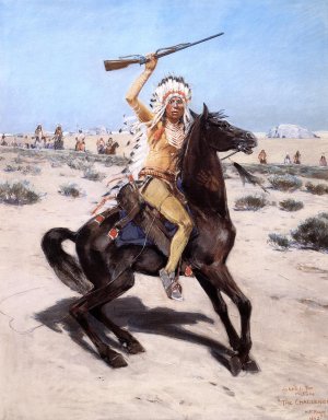 Sketch for 'The Challenge' by Henry Farny Oil Painting