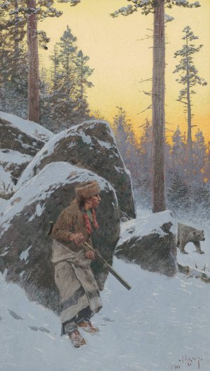 The Indian Bear Hunter by Henry Farny Oil Painting
