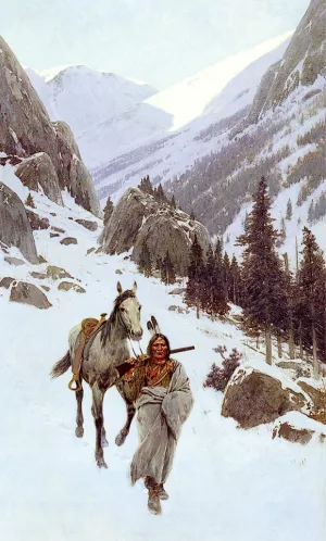 Through The Pass, Winter Oil painting by Henry Farny
