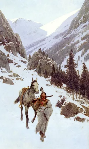 Through The Pass, Winter by Henry Farny Oil Painting