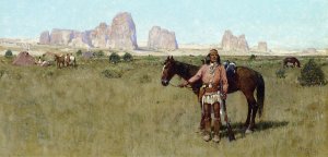 Warrior and Teepees by Henry Farny Oil Painting