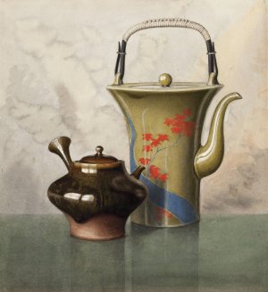 Oriental Tea Pots by Henry Farrer Oil Painting