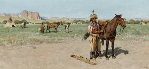 Saddling Up by Henry Francois Farny Oil Painting