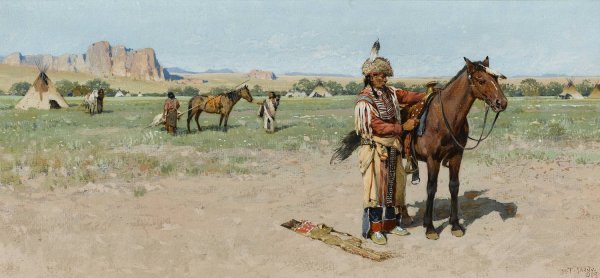 Saddling Up  by Henry Francois Farny - Hand-Painted Oil Painting Reproduction