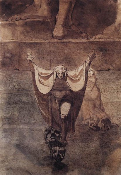 Main Product Photo of Dante and Virgil on the Ice of Kocythos Painting by Henry Fuseli