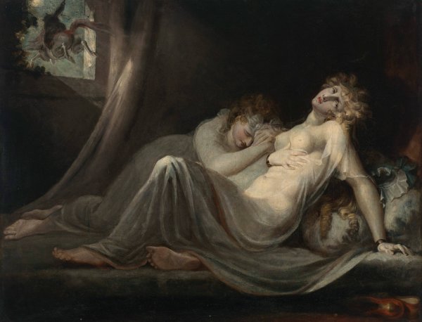 The incubus leaving two young women by Henry Fuseli - Hand-Painted Oil Painting Reproduction