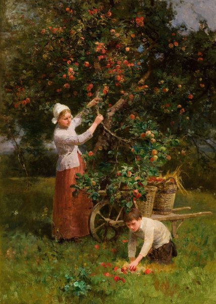 Main Product Photo of In the Orchard, ecouen, France Painting by Henry George Todd