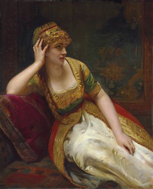 A harem beauty by Henry Guillaume Schlesinger Oil Painting