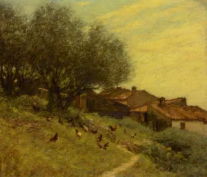 A Hillside Village in Provence by Henry Herbert La Thangue Oil Painting