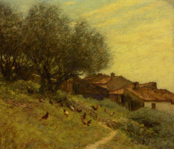 Main Product Photo of A Hillside Village in Provence Painting by Henry Herbert La Thangue