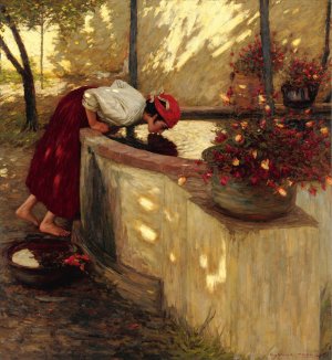 Ligurian Roses by Henry Herbert La Thangue Oil Painting