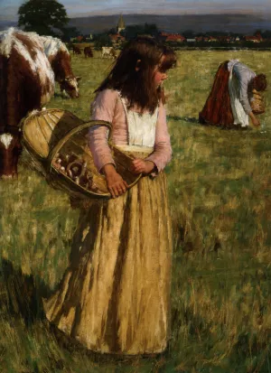 The Mushroom Gatherers by Henry Herbert La Thangue - Oil Painting Reproduction