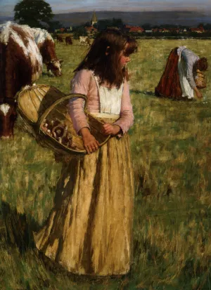 The Mushroom Gatherers by Henry Herbert La Thangue Oil Painting