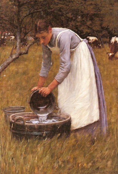 Main Product Photo of Watering the Cows Painting by Henry Herbert La Thangue