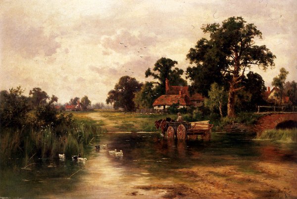 Across The Ford by Henry Hillier Parker - Hand-Painted Oil Painting Reproduction