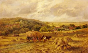 Harvest Time, Lambourne, Berks by Henry Hillier Parker Oil Painting