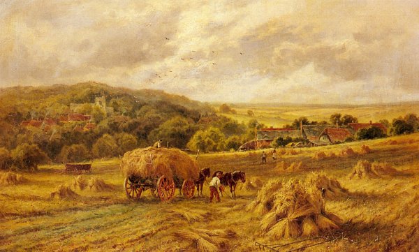 Harvest Time, Lambourne, Berks by Henry Hillier Parker - Hand-Painted Oil Painting Reproduction