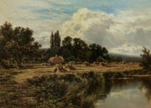 Harvesting on the Banks of the Thames by Henry Hillier Parker Oil Painting