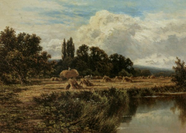 Harvesting on the Banks of the Thames by Henry Hillier Parker - Hand-Painted Oil Painting Reproduction