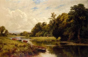 On The Banks Of The Thames by Henry Hillier Parker - Oil Painting Reproduction