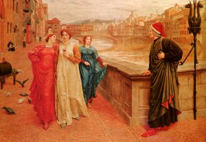 Dante and Beatrice by Henry Holiday Oil Painting