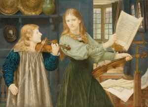 The Duet; Portraits of Alexandra, daughter of Rev. G. Kitchin and Winifrid, daughter of the painter by Henry James Holiday Oil Painting