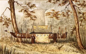 Indian Chief's tomb on the Cowlitz River by Henry James Warre - Oil Painting Reproduction