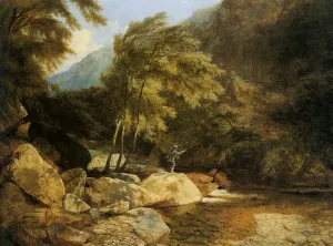 The Angler by Henry John Boddington Oil Painting