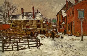 A Village in the Snow Oil painting by Henry John Yeend King
