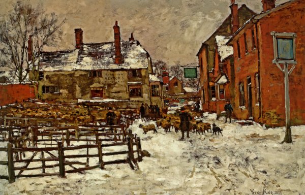 Main Product Photo of A Village in the Snow Painting by Henry John Yeend King