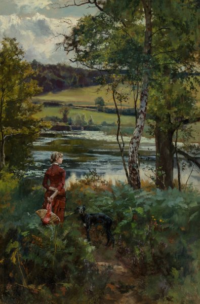 Main Product Photo of At water's edge Painting by Henry John Yeend King