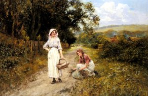 Faggot Gatherers on a Path by Henry John Yeend King Oil Painting