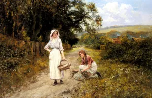 Faggot Gatherers on a Path by Henry John Yeend King Oil Painting