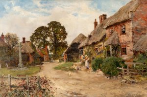 Feeding the chickens by Henry John Yeend King Oil Painting