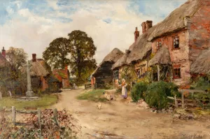 Feeding the chickens by Henry John Yeend King Oil Painting