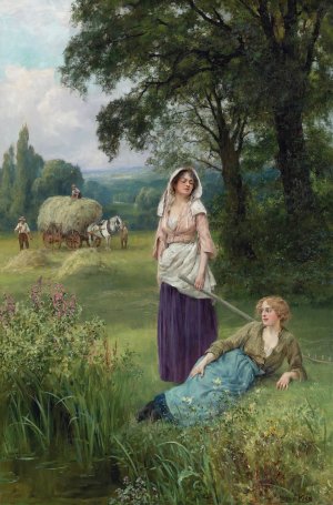 Haymaking by Henry John Yeend King Oil Painting